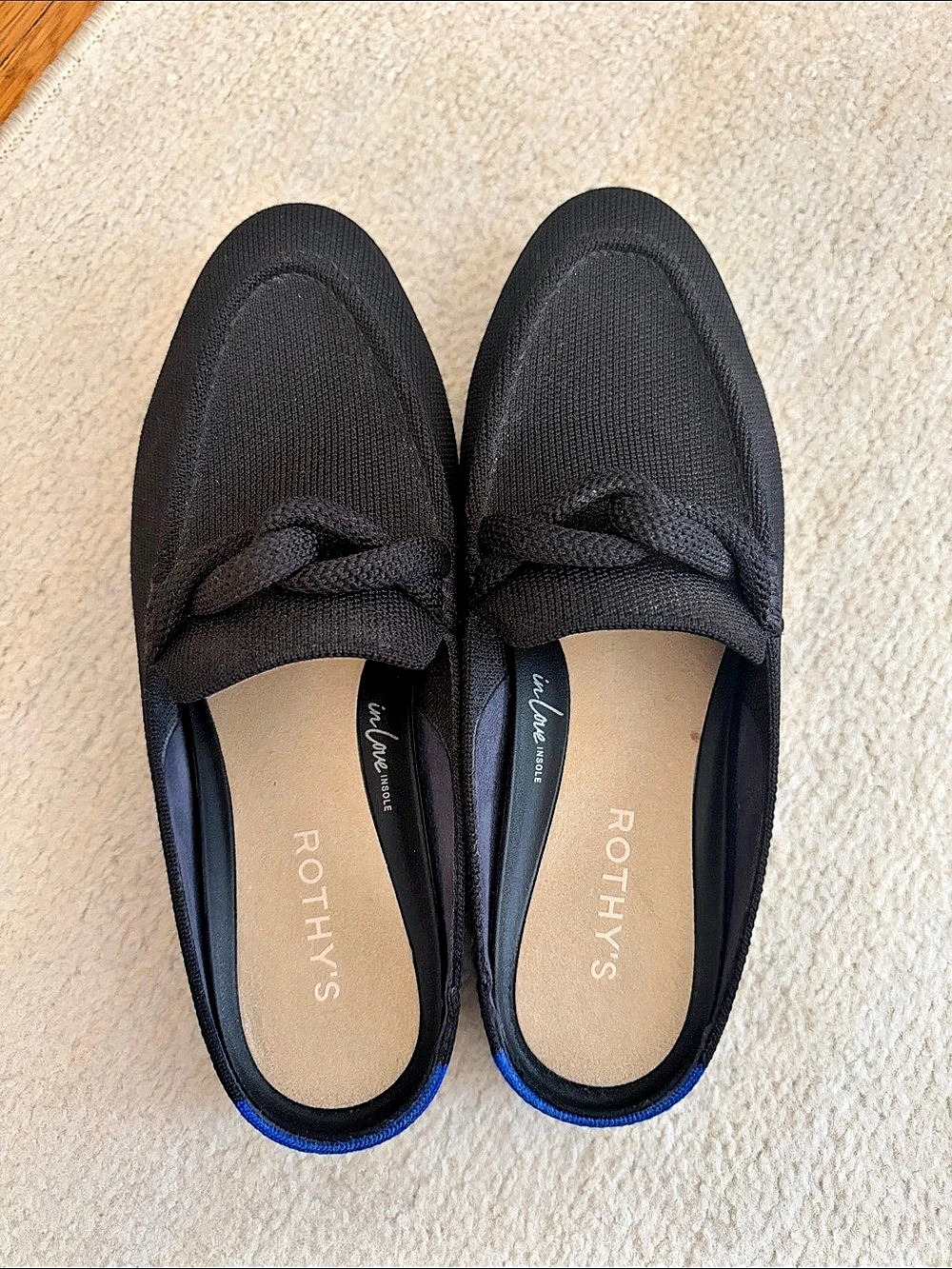 Rothy's The Loafer Mule Black Knit Bow Mules